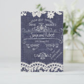 Rustikale Jeans Vintage Hochzeit Einladung (Stehend Vorderseite)