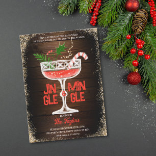 Rustikale Jingle und Mingle Weihnachts-Cocktailpar Einladung