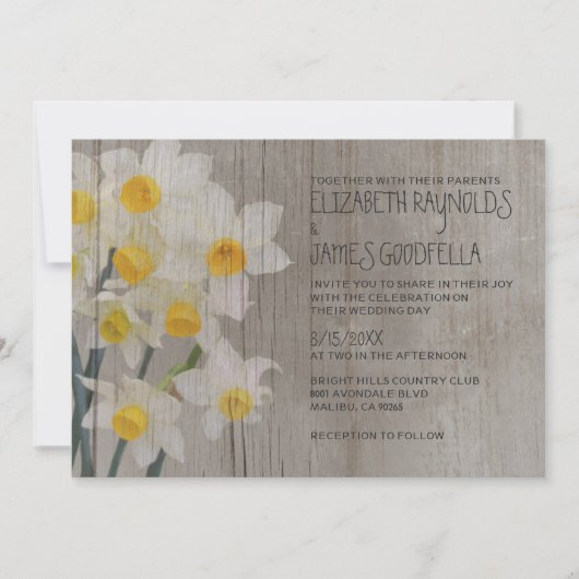 Rustikale Jonquil Hochzeit Einladungen (Vorderseite)