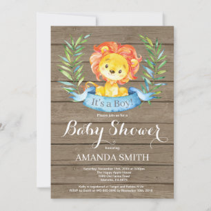 Rustikale Jungen-Löwe-Baby-Shower-Einladung Einladung