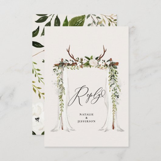 Rustikale Jungfrau in Aquarell RSVP Karte (Vorne/Hinten)