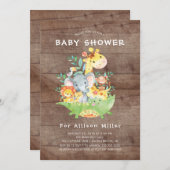 Rustikale Jungle Animals Kinderdusche Einladungen (Vorne/Hinten)