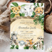 Rustikale Jungle Animals Wood Greenery Baby Dusche Einladung