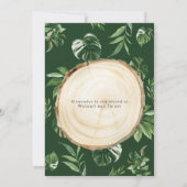 Rustikale Jungle Animals Wood Greenery Baby Dusche Einladung (Rückseite)