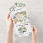 Rustikale Jungle Safari Tiere Kinderdusche All In One Einladung (Abreißen)