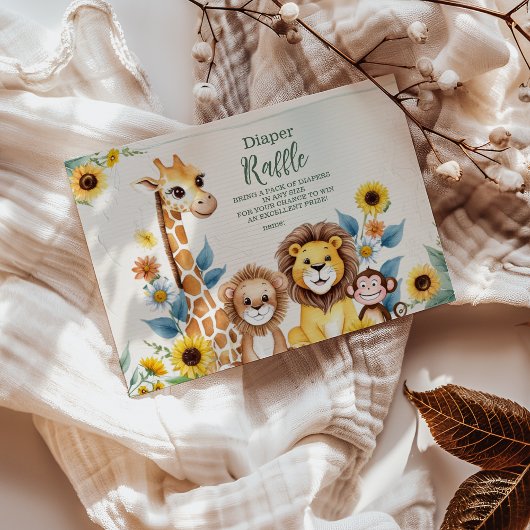 Rustikale Jungle Safari Tiere Raffle Diapper Begleitkarte