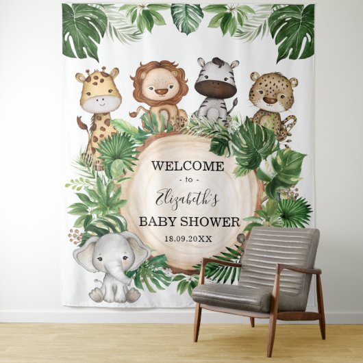 Rustikale Jungle Safari Tiere Willkommen Wandteppich (Beispiel)