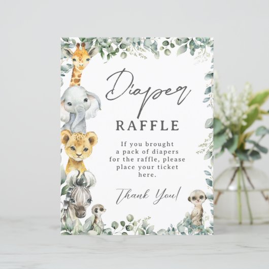 Rustikale Jungle Tiere Baby Diaper Raffle (Stehend Vorderseite)