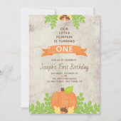 Rustikale Jungs unsere kleinen Pumpkin Acorns 1. G Einladung (Vorderseite)