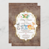 Rustikale Jungtiere neutrale Babydusche Einladung (Vorne/Hinten)