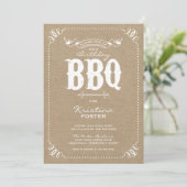 Rustikale Jute-BBQ-Geburtstagsfeier Einladung (Stehend Vorderseite)