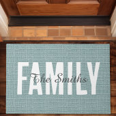 Rustikale Jute Blue Burlap-Familie Monogram Fußmatte