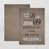 Rustikale Jute-Hochzeit Save The Date (Vorne/Hinten)
