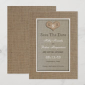 Rustikale Jute-Hochzeitseinladung zur Vorankündigu Save The Date (Vorne/Hinten)