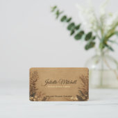 Rustikale Jute-Hochzeitsplanerin Visitenkarte (Stehend Vorderseite)