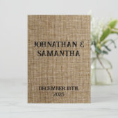 Rustikale Jute-Hochzeitsprogramme – Personalisiert Programm (Stehend Vorderseite)
