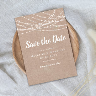Rustikale Jute-Lichterkette Hochzeit Save the Date