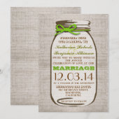 Rustikale Jute-Mason-Jar-Hochzeit Einladung (Vorne/Hinten)