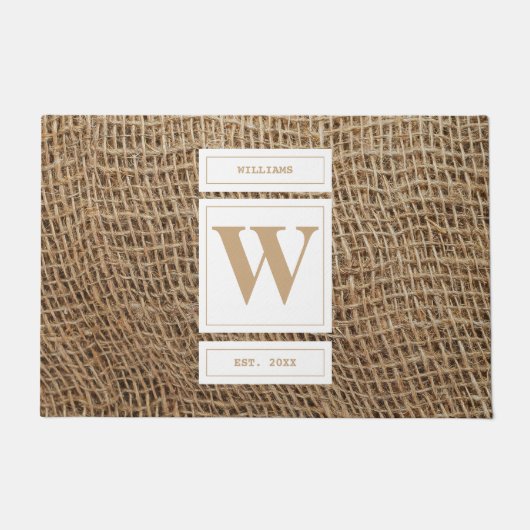 Rustikale Jute-Monogramm-Initiale Fußmatte (Vorderseite)