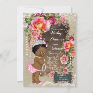 Rustikale Jute-Perlen-Ethno-Prinzessin-Baby-Party Einladung