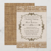 Rustikale Jute-Spitze Hochzeit Einladung (Vorne/Hinten)
