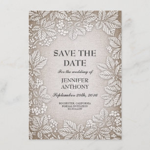 rustikale Jute-Spitze Save-the-Date-Karten Save The Date