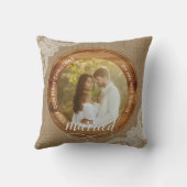 Rustikale Jute und Spitze Erstes Weihnachten Verhe Kissen (Rückseite)