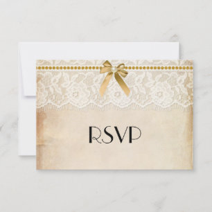 Rustikale Jute und Spitze Hochzeit RSVP Karte
