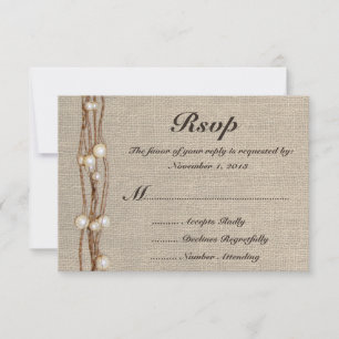 Rustikale Jute-Zwirn-Perlen-Hochzeitseinladung RSVP Karte
