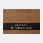 Rustikale Kabine Burlap Muster Familienname Willko Fußmatte (Vorderseite)