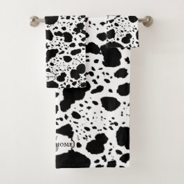 Rustikale Kabine Cowhide Print Cosy Bauernhof Badhandtuch Set