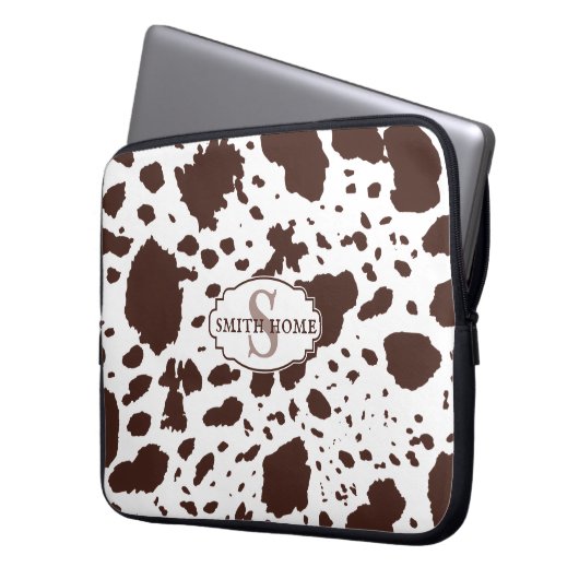 Rustikale Kabine Cowhide Print Cosy Bauernhof Laptopschutzhülle (Vorderseite Links)