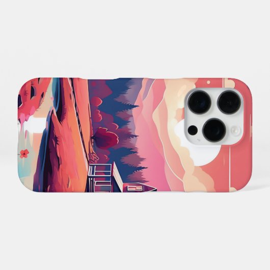 Rustikale Kabine im Herbst-Fall Stream_iphone iPhone Hülle (Rückseite (Horizontal))