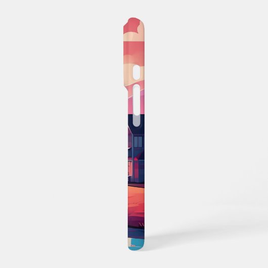 Rustikale Kabine im Herbst-Fall Stream_iphone iPhone Hülle (Linke Seite)