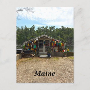 Rustikale Kabine in Maine Feiertagspostkarte