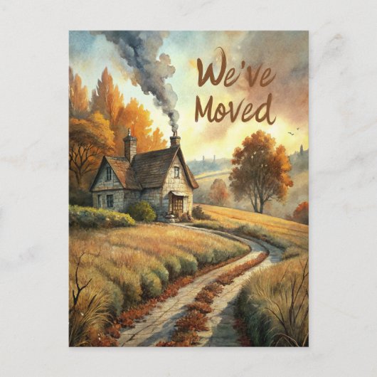 Rustikale Kabine Land Zuhause Neue Adresse wir ver Postkarte (Vorderseite)
