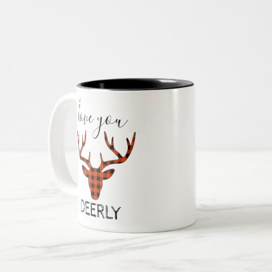 Rustikale Kabine Liebe Sie lieben Buffalo Kariert Zweifarbige Tasse (Vorderseite Links)