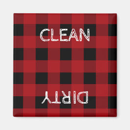 Rustikale Kabine Rot und Schwarz Geschirrspülmasch Magnet