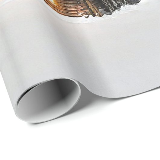 Rustikale Kabine Schnee Winter Geschenkpapier (Rolleneckpunkt)