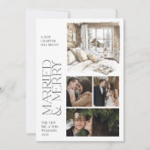 Rustikale Kabine Verheiratet & Merry Collage Foto Feiertagskarte (Vorderseite)