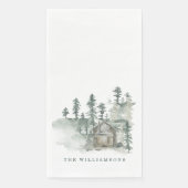 Rustikale Kabine Wasserfarbenwald Name der grünen Serviette (Vorderseite)