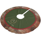 Rustikale Kabinen-hölzerner Monogramm-Familienname Polyester Weihnachtsbaumdecke (Schrägansicht)