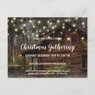 Rustikale Kabinenleuchten Virtual Christmas Party Einladungspostkarte
