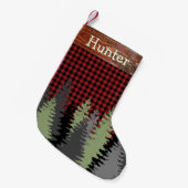 Rustikale Kabinenwälder Wald Red Black Kariert Nam Kleiner Weihnachtsstrumpf (Vorderansicht (hängend))