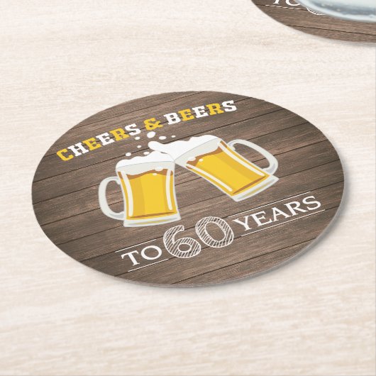 Rustikale Käfer und Biere bis 60 Jahre Runder Pappuntersetzer (Angewinkelt)