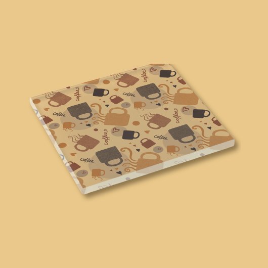 Rustikale Kaffee-Liebe - Tasse und Herzmuster Glasuntersetzer