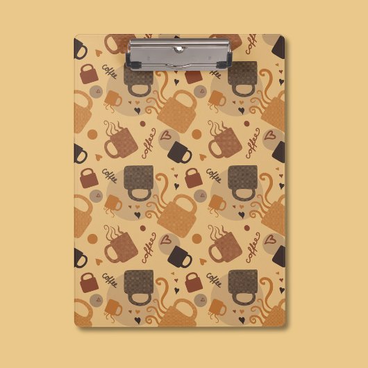 Rustikale Kaffee-Liebe - Tasse und Herzmuster Klemmbrett