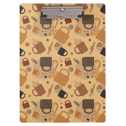 Rustikale Kaffee-Liebe - Tasse und Herzmuster Klemmbrett (Vorderseite)