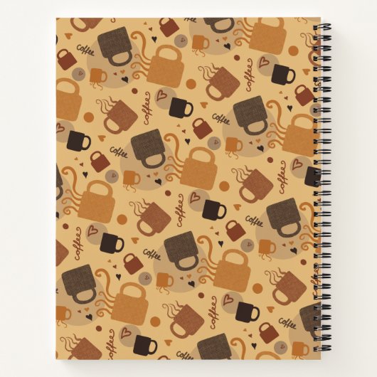 Rustikale Kaffee-Liebe - Tasse und Herzmuster Notizblock (Rückseite)