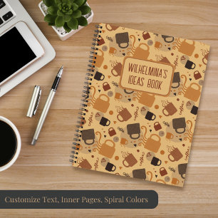 Rustikale Kaffee-Liebe - Tasse und Herzmuster Notizblock